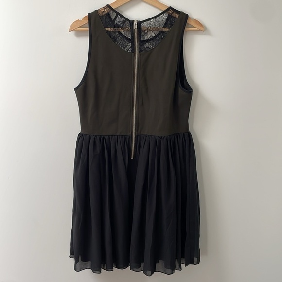 Against Nudity lace tulle pleated skirt dress sleeveless, olive green size S/M/L - Picture 5 of 16